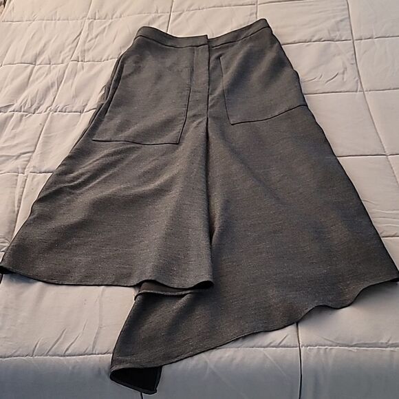 TIBI Womens Asymmetrical Drape Skirt In Dark Heather Gray - Picture 8 of 13